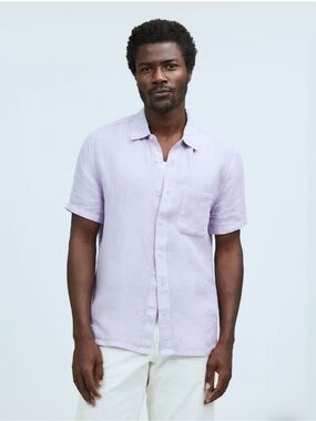 Madewell Easy Short-Sleeve Shirt in Linen • size small • NWT • NR326•violet haze